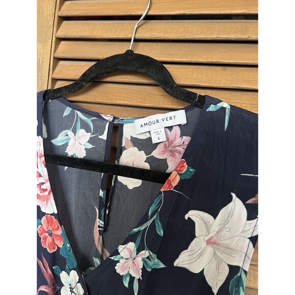 Amour Vert Silk Saint Cloud Floral Wrap Belted Jumpsuit Size Small - Picture 4 of 8